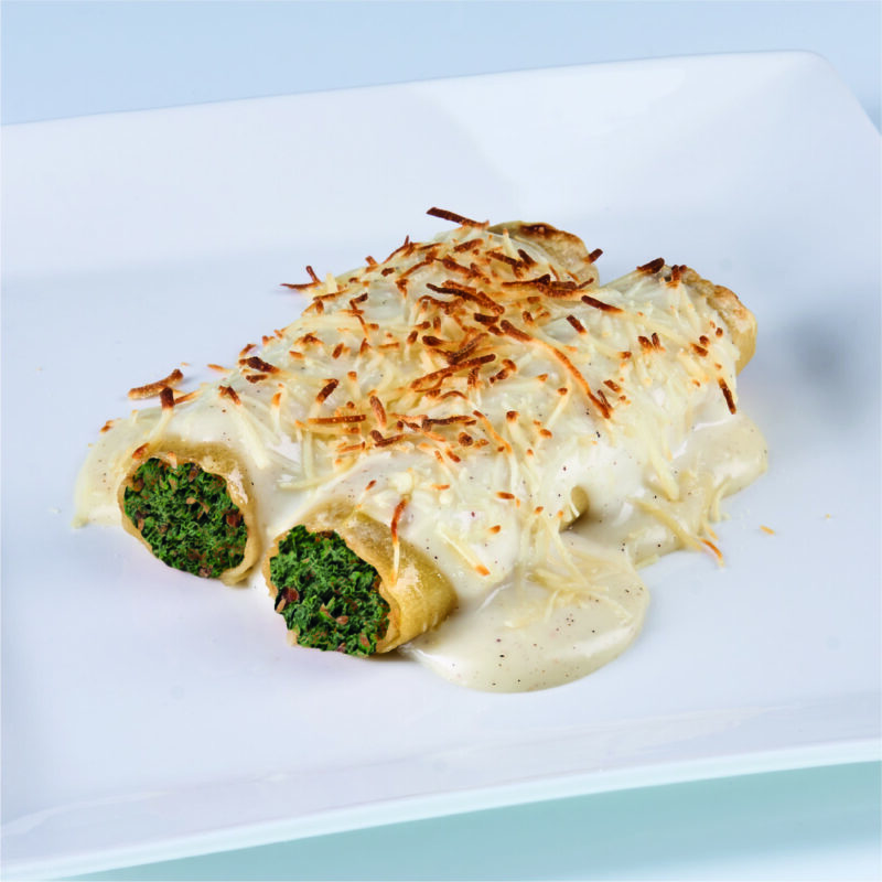 Canelones supremos de espinacas con queso azul, pasas y piñones - Imagen 3